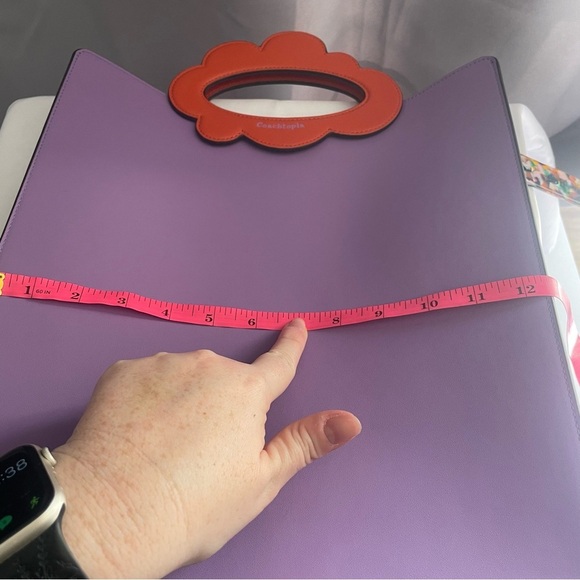 COACH Coachtopia Purple Orange Cloud Handle Tote Leather CT383 Crossbody NWOT - Picture 14 of 16